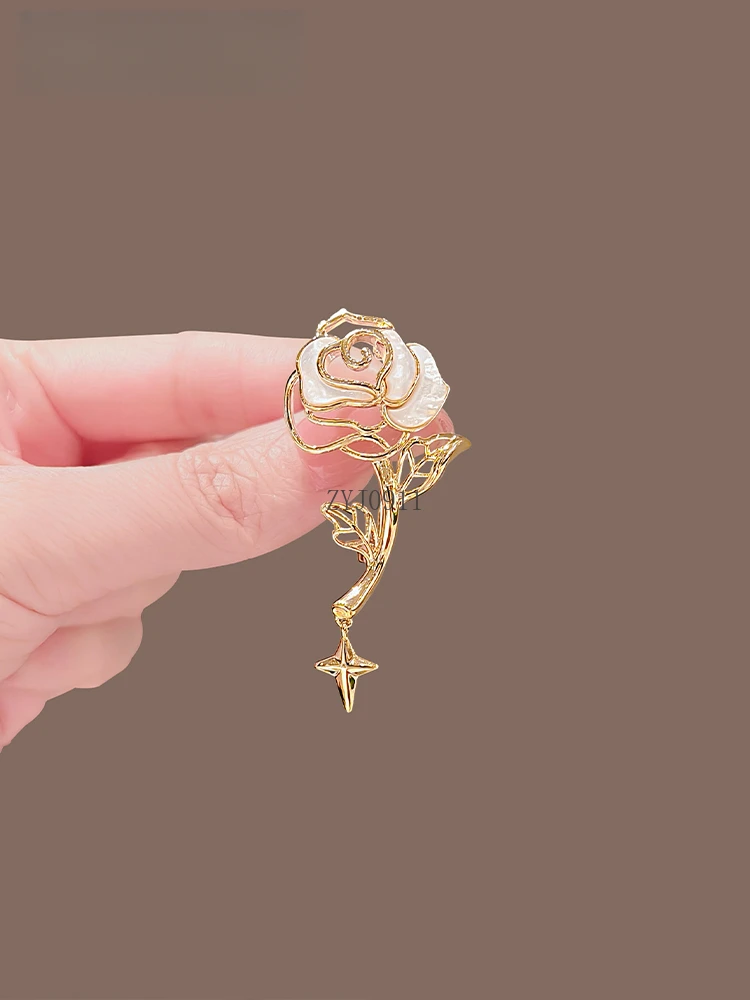 Rose Flower Brooch High-end Women's Delicate Pin Accessories Suit Collar Pin