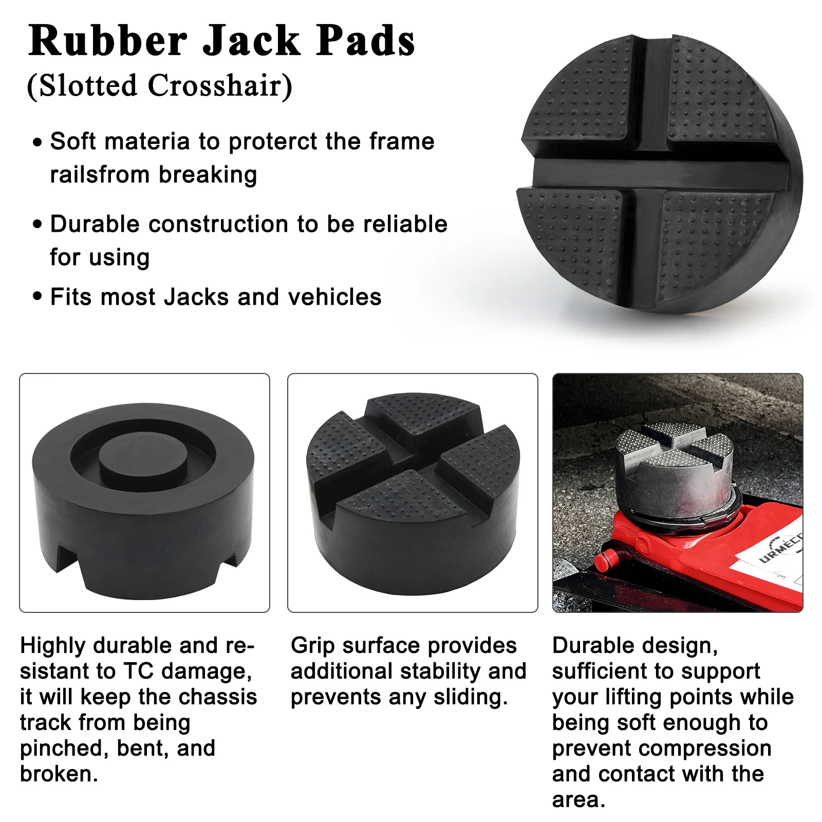 Car Universal X-Slot Jack Pad Rubber Frame Rail Adapter Protector Pinch Weld Side Car Lifting Anti Slip Design Floor Support Tro