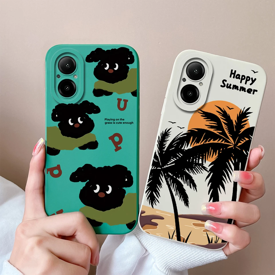 Case For OPPO Realme C67 4G C65 4G 5G Cute Cat Flower Liquid Shockproof Anti-fall Antifouling Shell For realme c67 c65 Funda