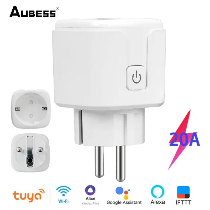 Tuya EU Wifi Smart Socket Plug 20A Outlet Power Monitor Timing Function Plug Compatible With Alexa Google Home Smartlife App