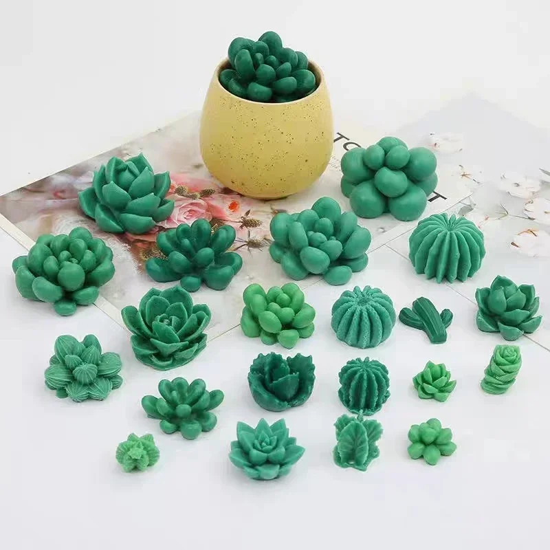 

3D Scented Plaster Candle Mold Simulation Succulent Plants Silicone Mold Soft Candy Chocolate Cake Stencil Handmade Soap Making