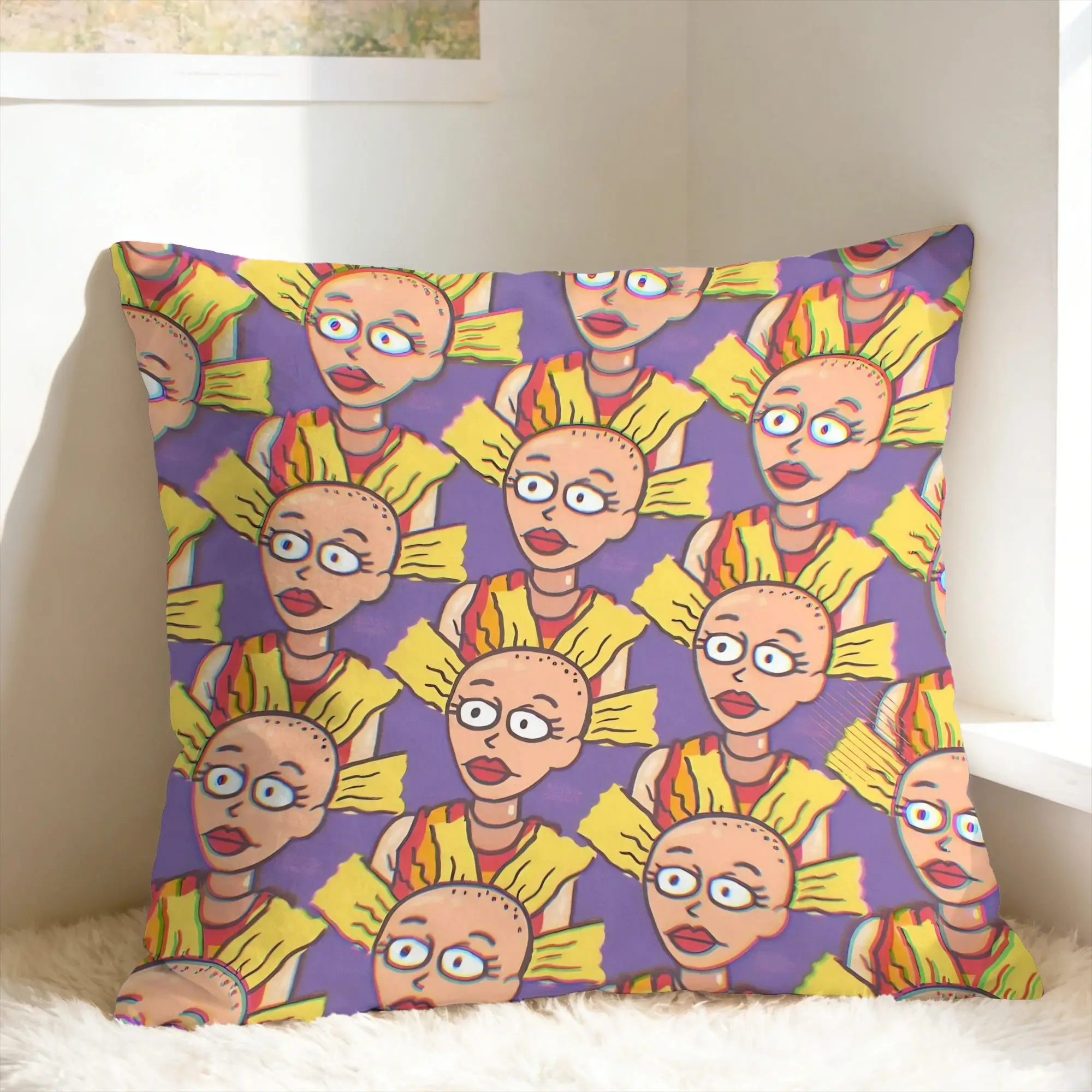 R-Rugrats Group Character Pattern Pillow Cover  Print Cushion Cover Retro Trendy Pillow Case For Office Car Home Decor