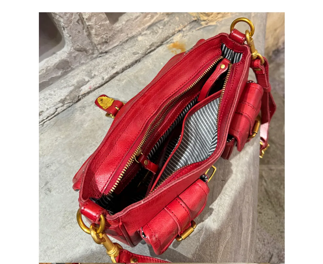 PNDME Mode Vintage Hochwertige Echtleder Damen Schultertasche Casual Reise Party Handgefertigte Rindsleder Umhängetasche – Detail 12
