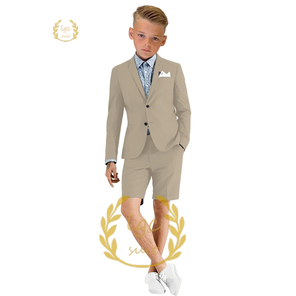 Boys 2-Button Suit Shorts 2-Piece Suit, Custom 3~16 Year Old Children's Dress Suit, Wedding Cocktail Party Formal Casual Wear