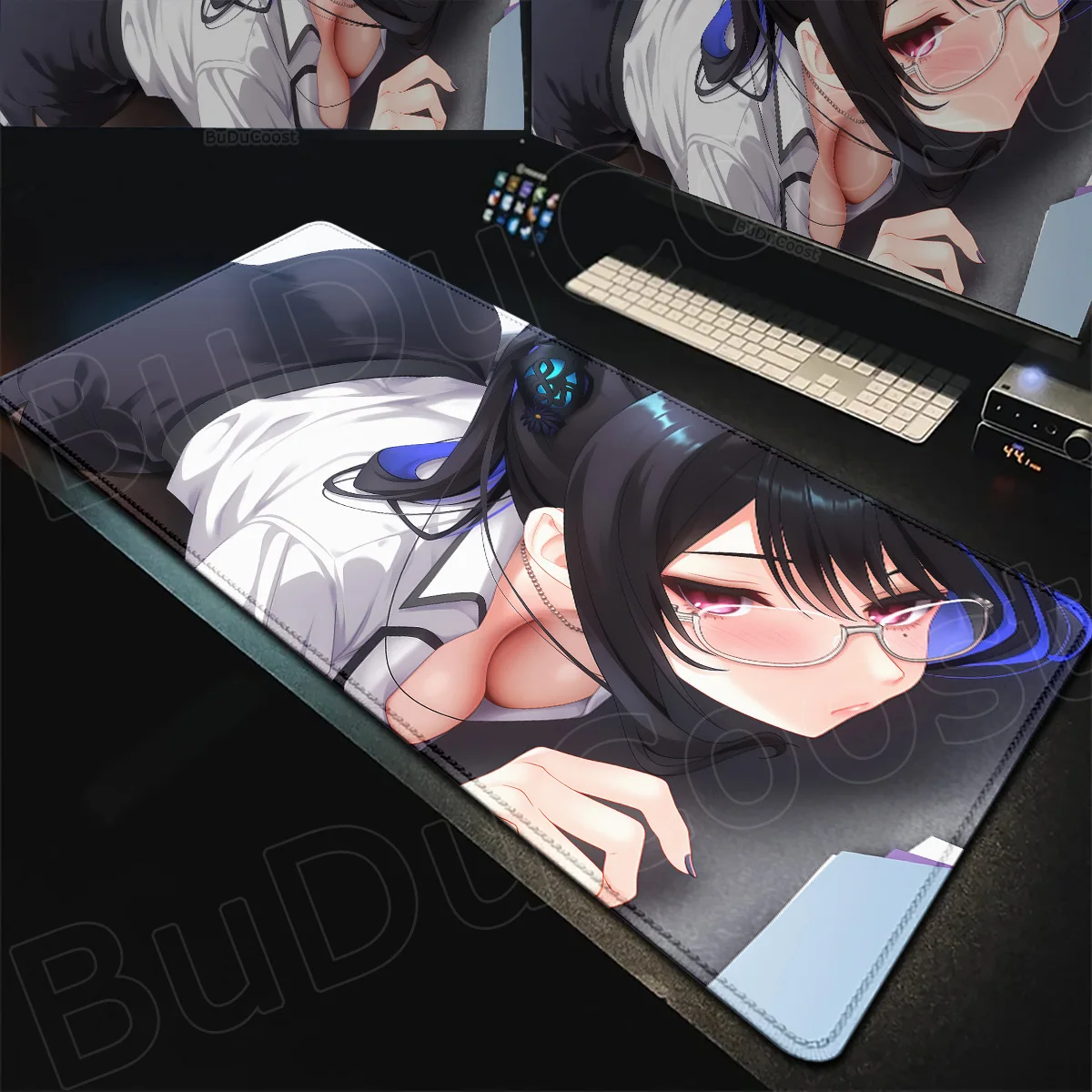 Großes Gaming-E-Sport-Mauspad, rutschfest, verdickt, verlängerte Computertastaturmatte, Anime Hololive, niedliches Mädchen, Nerissa Ravencroft Teppich – Detail 8