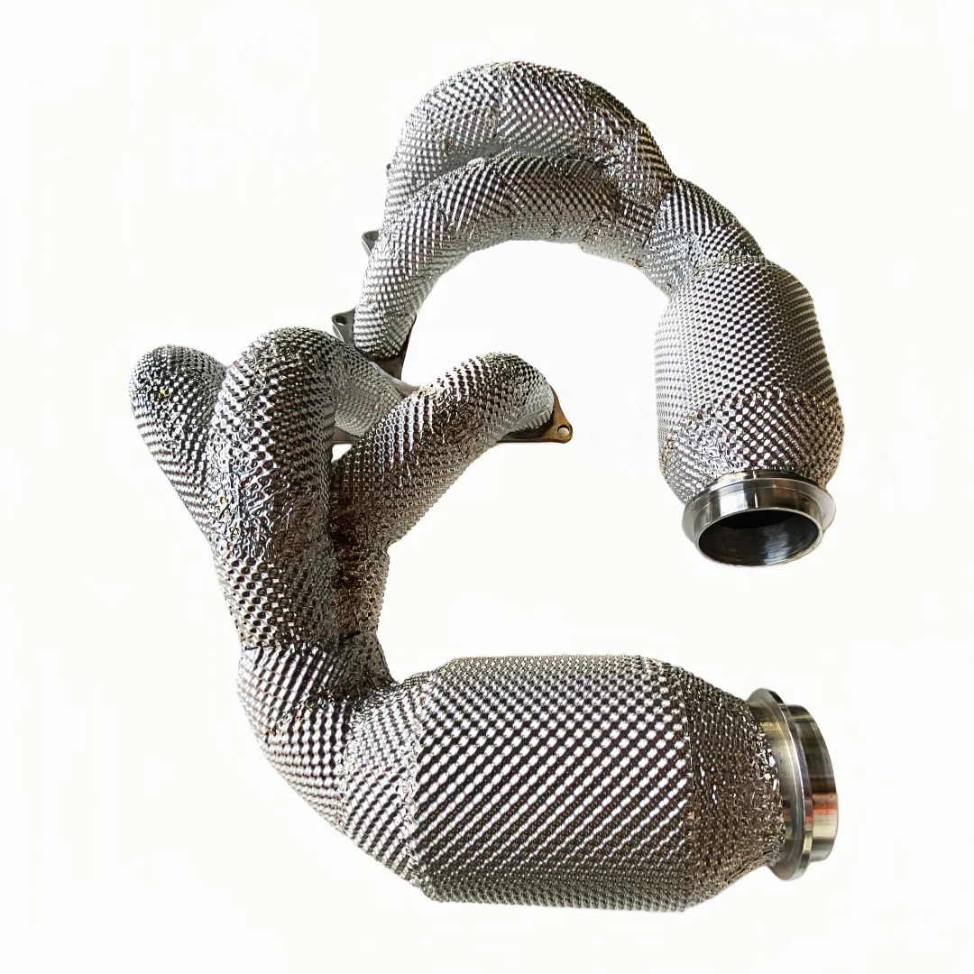 For High Performance Stainless Steel Exhaust Pipes Downpipe Manifold with Heat Shield for PORSCHE 911 GT3 3.8T Catted Downpipe