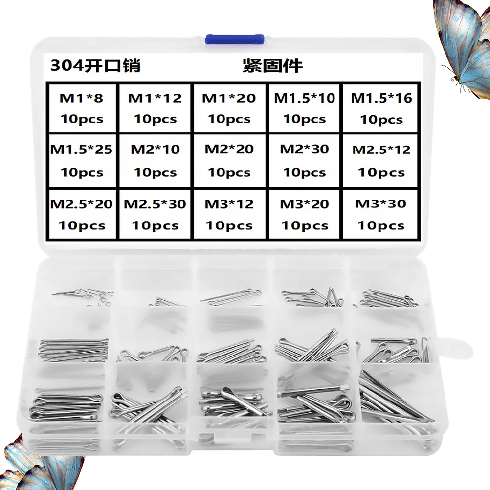 

150Pcs Stainless Steel Spring Pins Split Cotter Professional Mechanical Fastener Clips Durable M1-M3 Split Cotter