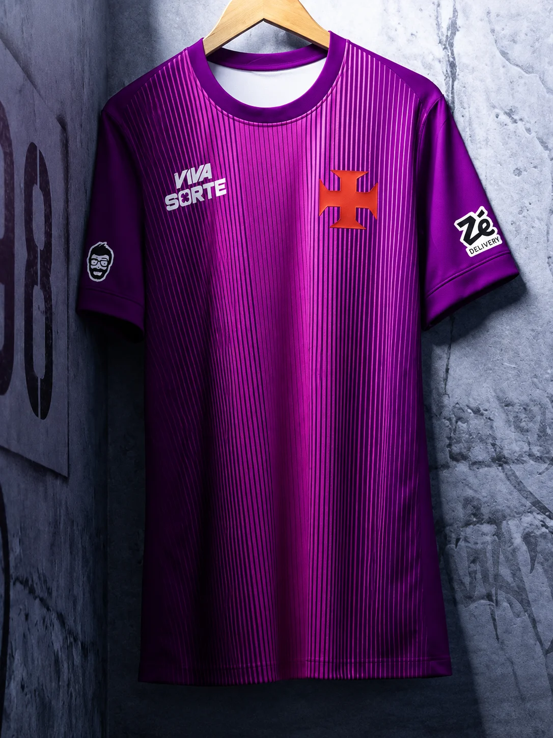 Vasco da Gama 26-27 Heim-Fußballtrikot Schwarz-Weiß mit Schärpe Herren Rundhals Kurzarm Fußballtraining – Detail 2