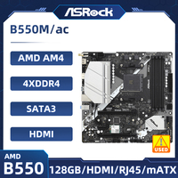 ASROCK B550M/AC Motherboard AM4 AMD B550 128GB DDR4 M.2 support Ryzen 5800 3400 3700 5600 5500 cpu Micro ATX