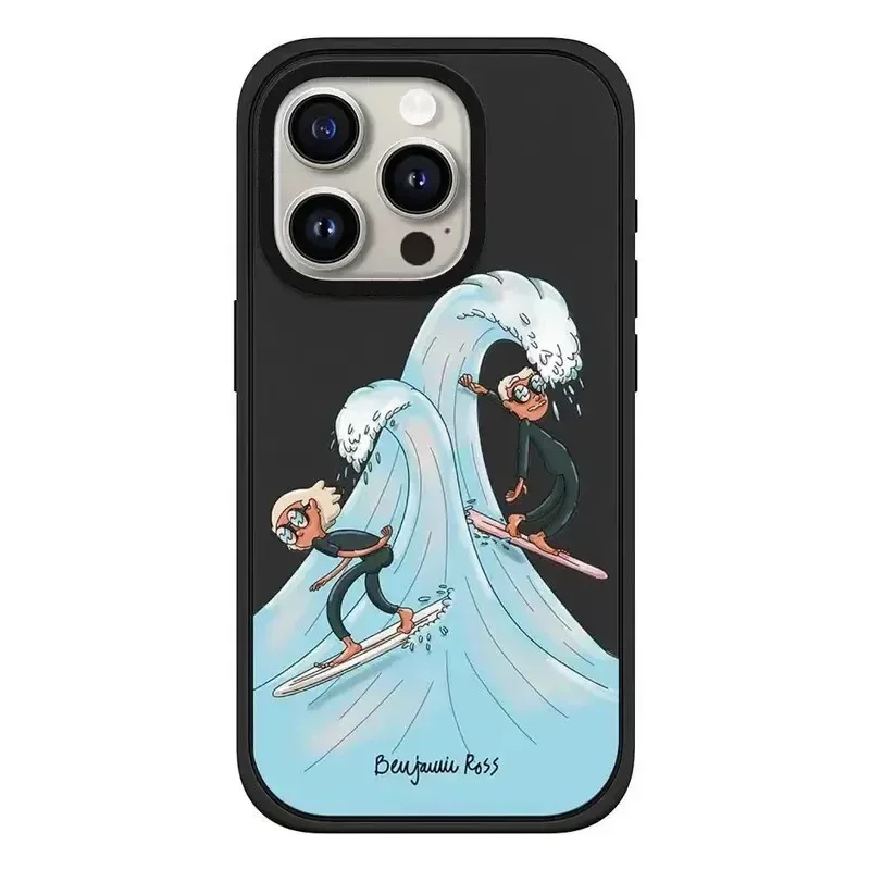 

Cartoon Surf Black Frosted MagSafe Phone Case Cover for iPhone 13 15 14 16 Pro Max Protective Case, Fits iPhone 16 Pro Max