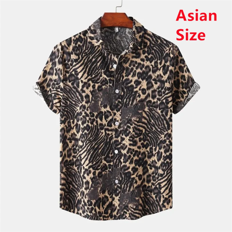 

Summer Hot Sale Of The Season Casual Leopard Print Shirt With Pocket Four-Way Stretch Short Sleeve 3D Printed Fashionable Women