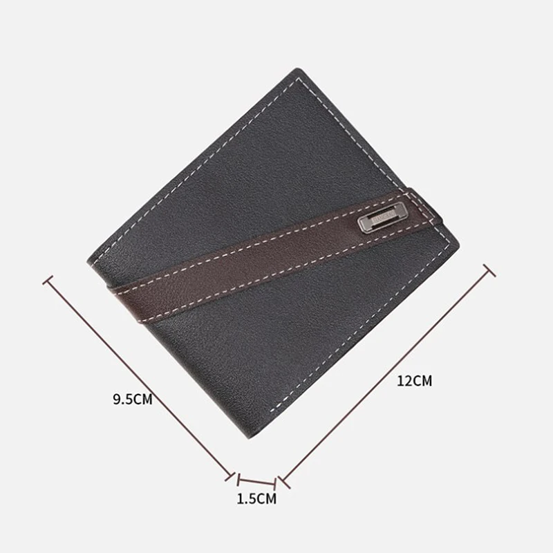 Cartera corta de cuero PU para hombre, monedero con múltiples ranuras, tarjetero de identificación de crédito y negocios, monedero Simple