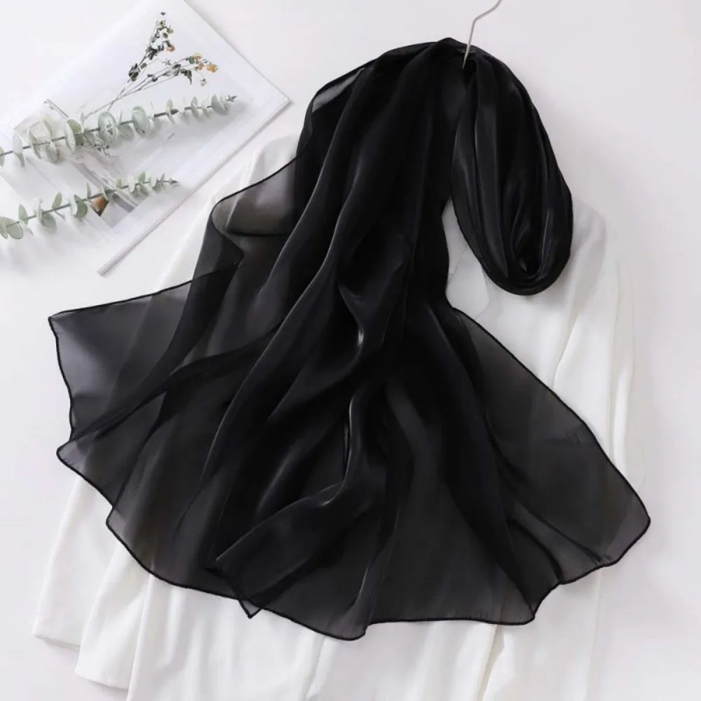 

Veil Breathable Chiffon Hijab Scarf Long Sunscreen Smooth Silk Headscarf Polyester Lightweight Thin Large Shawl Neck Decoration