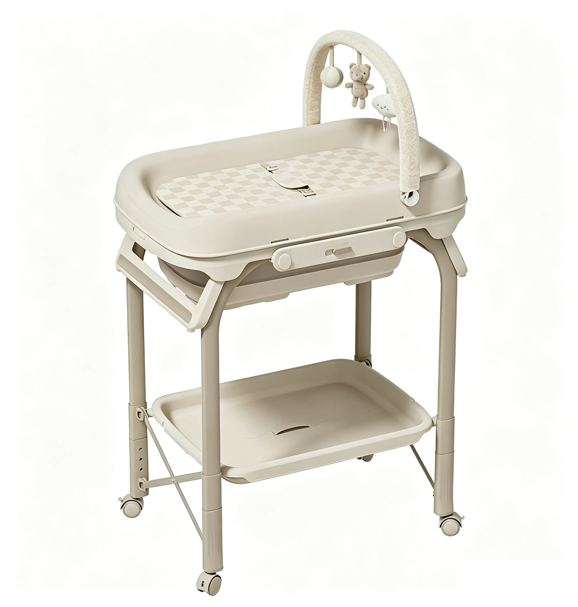 Multifunctional Infant Baby Changing Table Station Newborn Infant Baby Bath Tub with Temperature Display