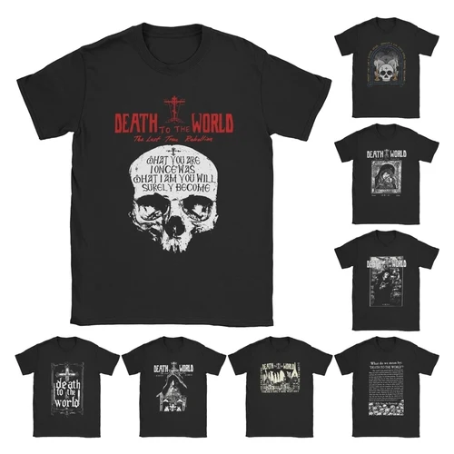 Camisetas Vintage rusa ortodoxa con inscripciones de calavera para hombre, Camiseta de algodón con cuello redondo, camiseta de muerte al mundo, ropa de talla grande