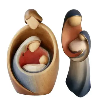 성탄 장면 조각 성탄 장면 피규어, 송진 성탄 장면, 조각상 조각 나무 모양 미니어처, 집 장식