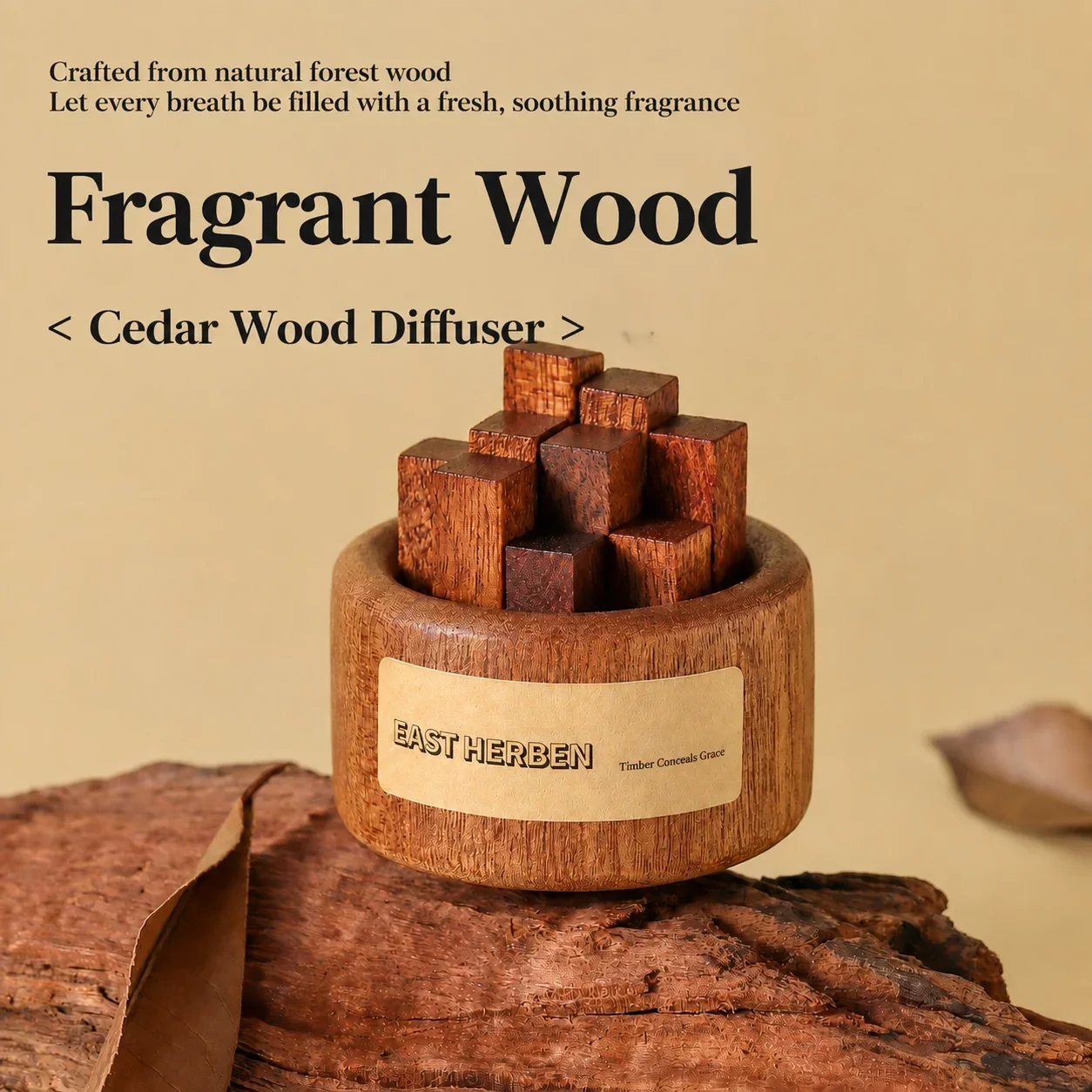 Firewood Pile Solid Wood Diffuser Flameless Essential Oil Aroma Wood Long Lasting Scent Ornament for Bathroom Hotel Room Decor