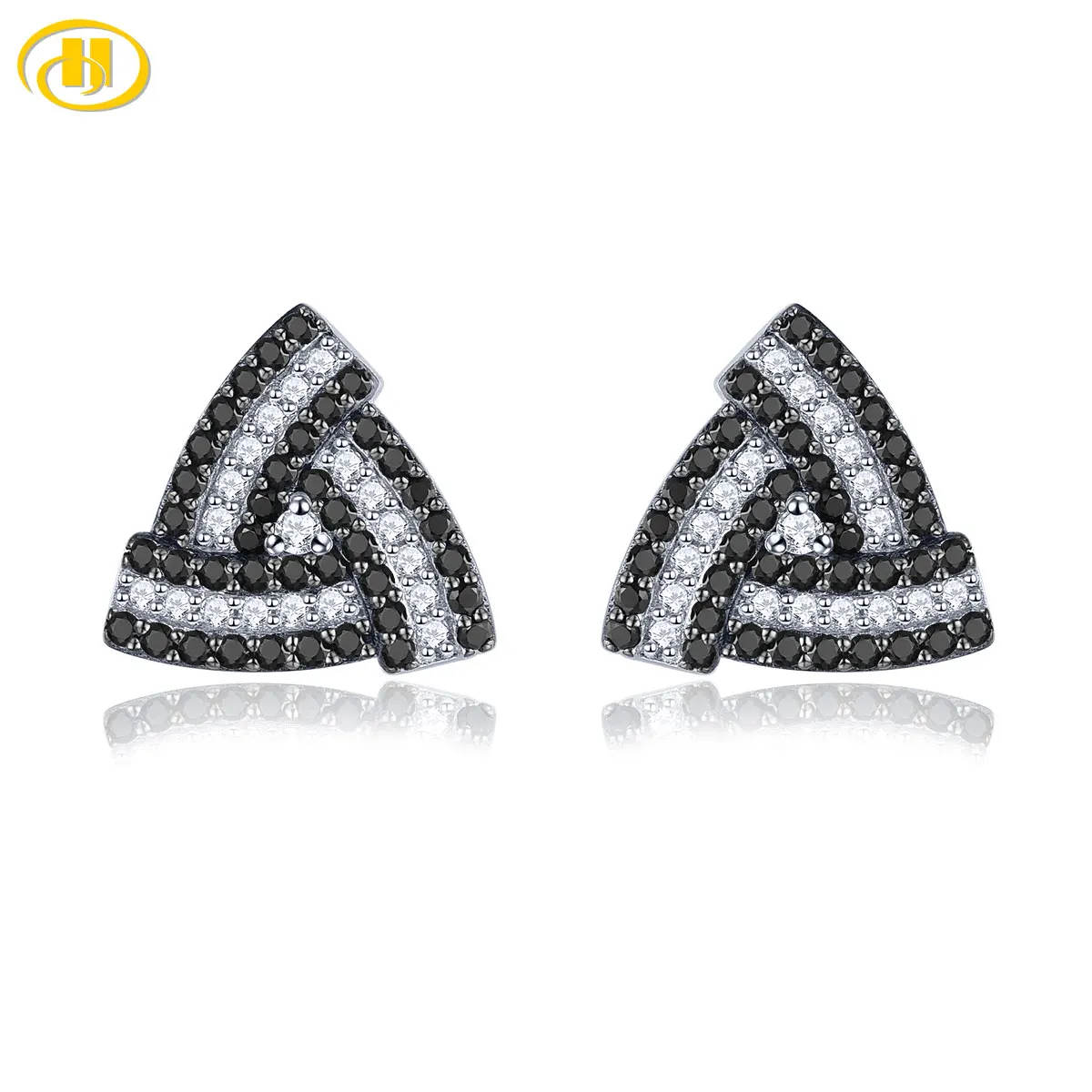 Natural Black Spinel Solid Silver S925 Stud Earring Women Classic Jewelrys Style Top Quality Christmas New Year Gift