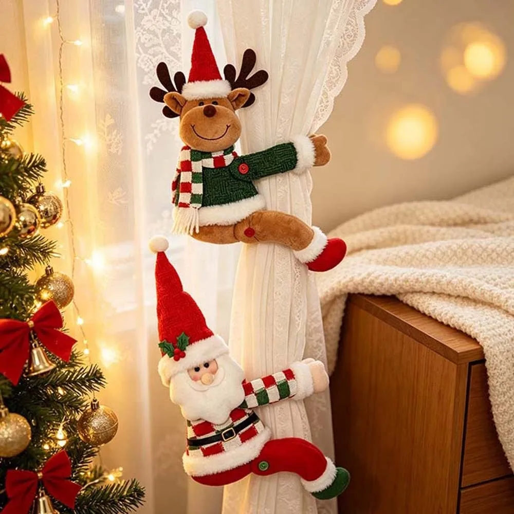 Creative Design Christmas Curtain Tieback Soft Bright Color Cartoon Window Fastener Lightweight Cute Xmas Curtain Buckle