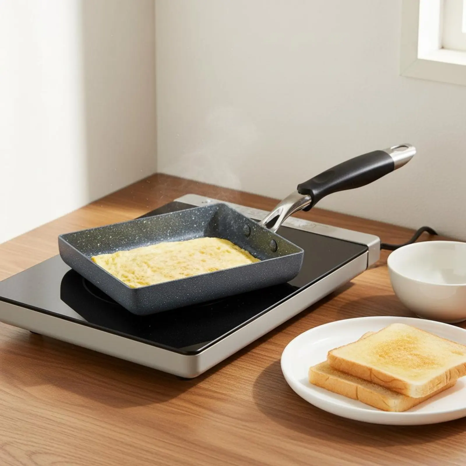 Tamagoyaki Pan Smokeless Square Omelette Pan Cookware Stone Coating Kitchenware Easy to Clean for Breakfast