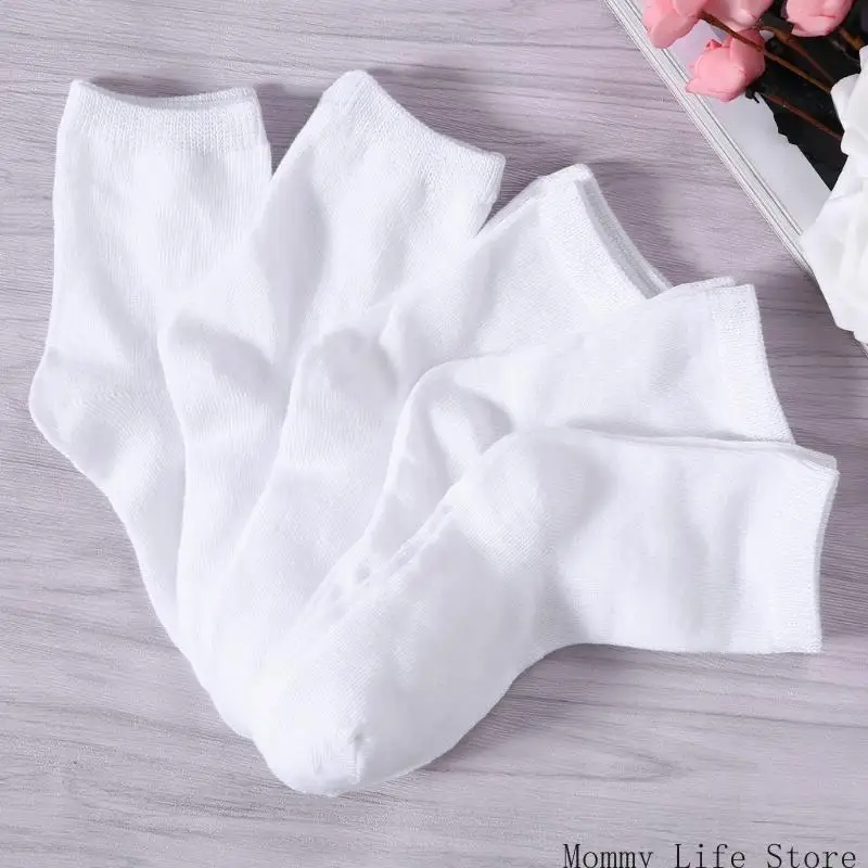 

5 Pairs Kids' Low Cut Half Cushion Sport Socks Boys Girls School Uniform Unisex Sport Socks S/for M/L/XL