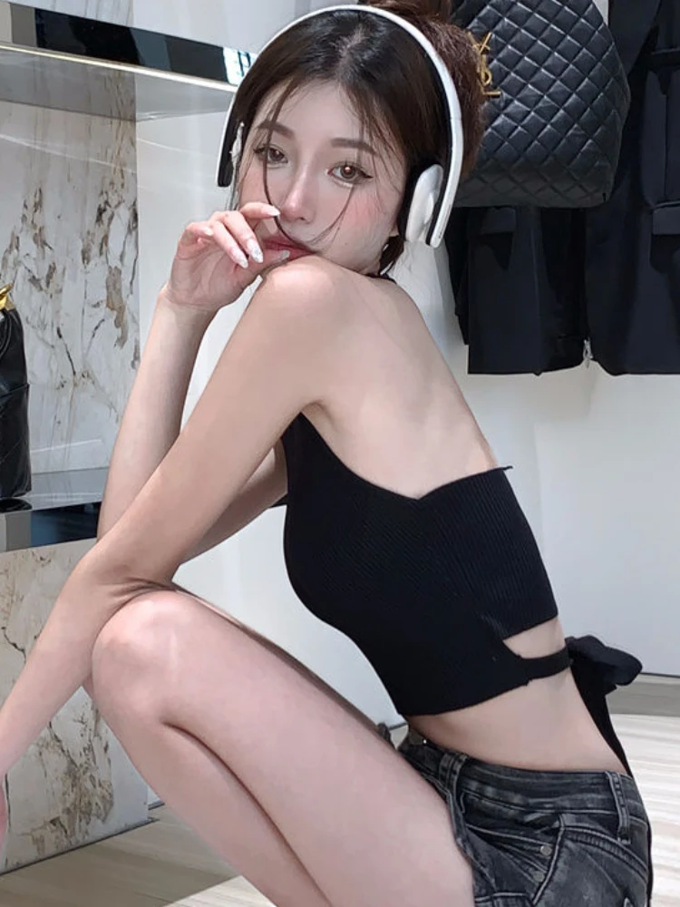 여성용 크롭탑 탱크, 섹시하고 시크한 니트 민소매 패션, Mujer 여름 캐주얼 슬림, 올매치 소프트, 부드러운 베이직 얼짱, 5 가지 색상