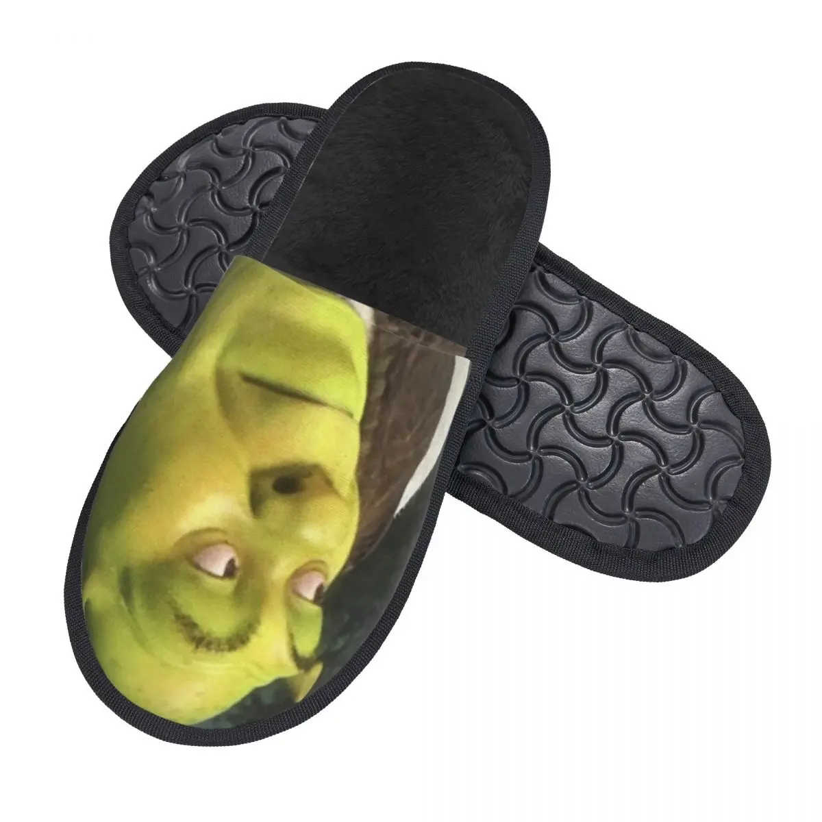 Funny Shreks Meme Winter Cotton House Slippers Living Room Shreks Face Soft Memory Foam Slippers Non-skid