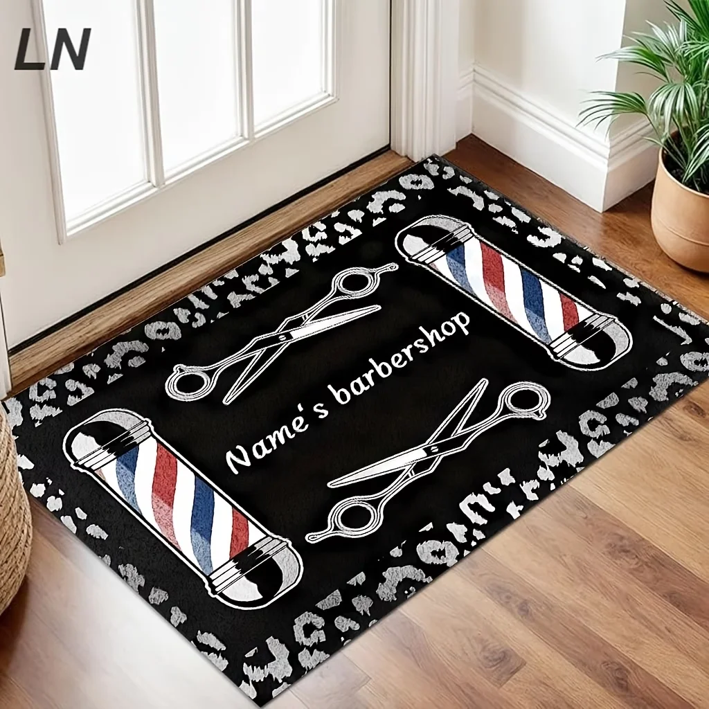 Vintage Barber Shop Themed Doormat Non-Slip, Suitable for Living Room, Bedroom, Entrance - Washable Home Decor Welcome Mat