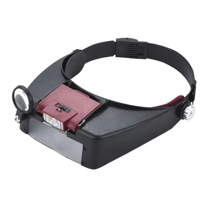 Head Mounted Magnifying Glass Magnifier LED Helmet Magnifying With Light Reading and Repairing