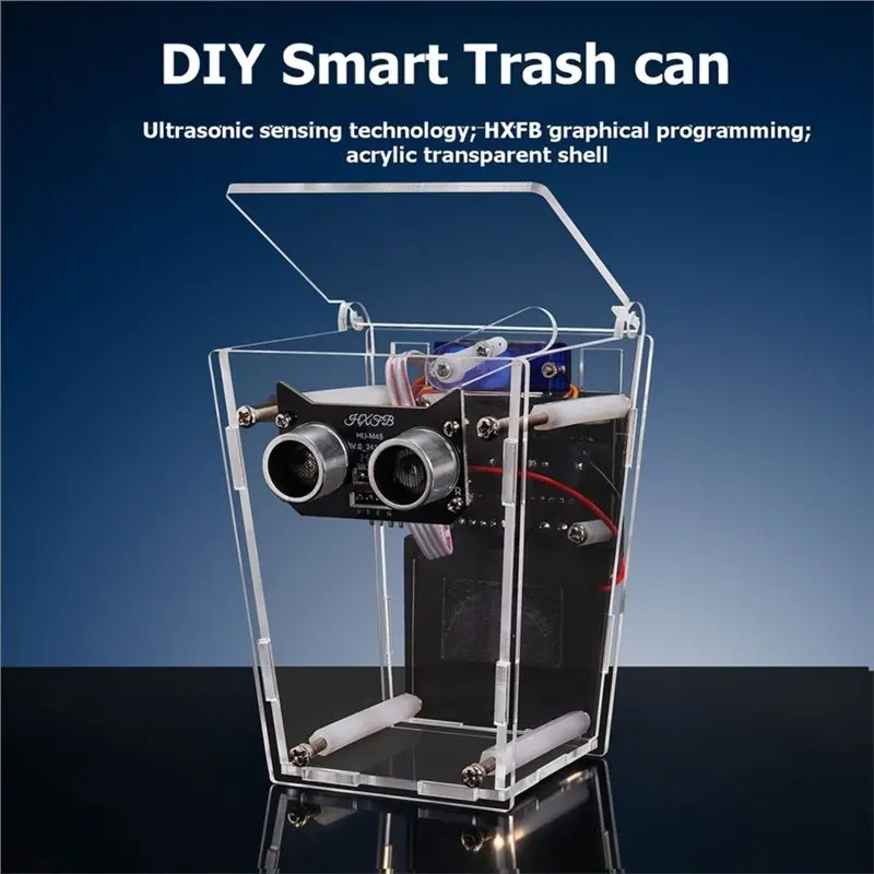 Nano Board Ultrasonic Automatic Sensing Smart Trash Can Electronic DIY Kit HXFB Graphical Programming Best-Selling