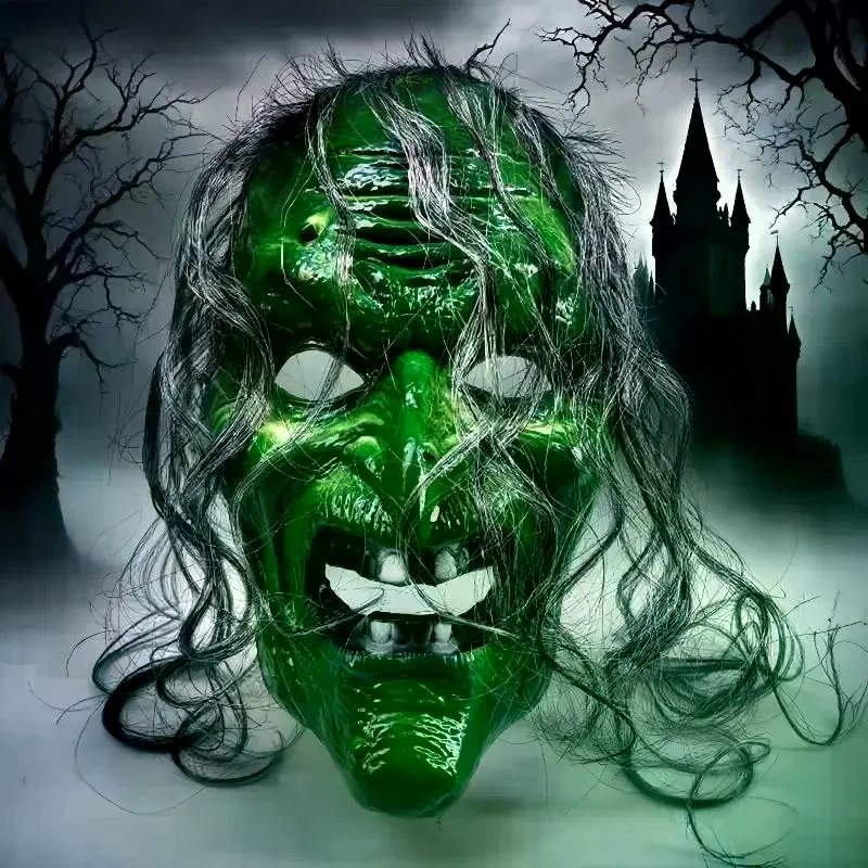 /HTF/Halloween Witch Face Mask Scream Terror Sorceress Face Headcovers Horror Party Halloween Cosplay Props