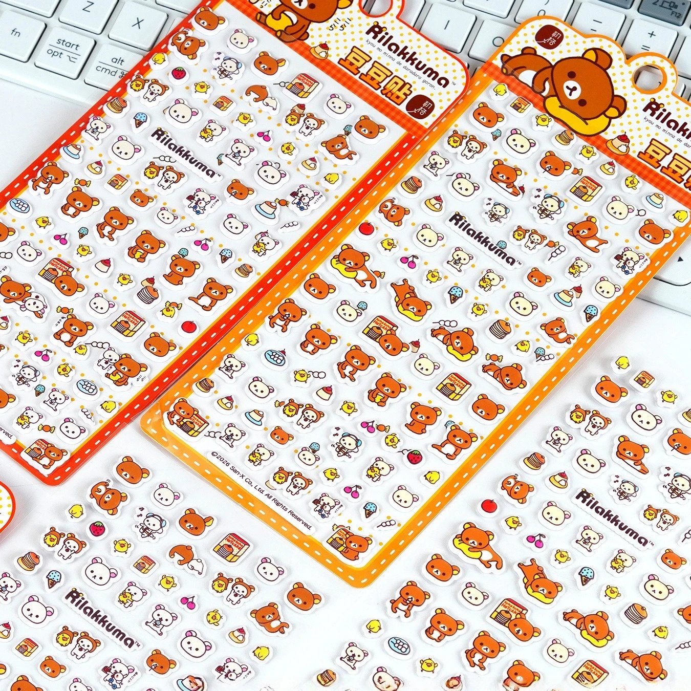 Cartoon Kawaii Rilakkuma Beanie Bubble Sticker Kawaii Anime Dreidimensionale 3D Puffy Bulk Aufkleber DIY Spielzeug Aufkleber Geschenk – Detail 3