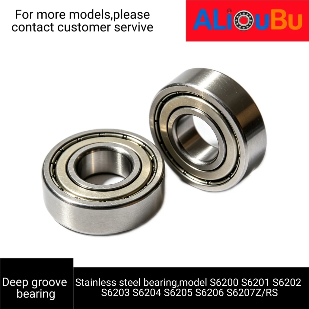 Stainless Steel Bearing, Model S6200 S6201 S6202 S6203 S6204 S6205 S6206 S6207Z, 1/2/5/10/12 Pack Options