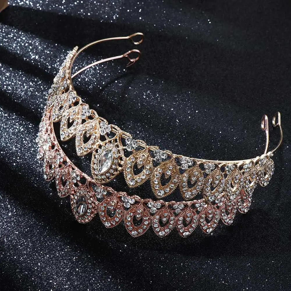 เครื่องประดับงานแต่งงานเจ้าหญิงแถบคาดศีรษะ Rhinestone สีเงินอุปกรณ์เสริมผมเจ้าสาว Tiara ผมมงกุฎเครื่องประดับ Headwear