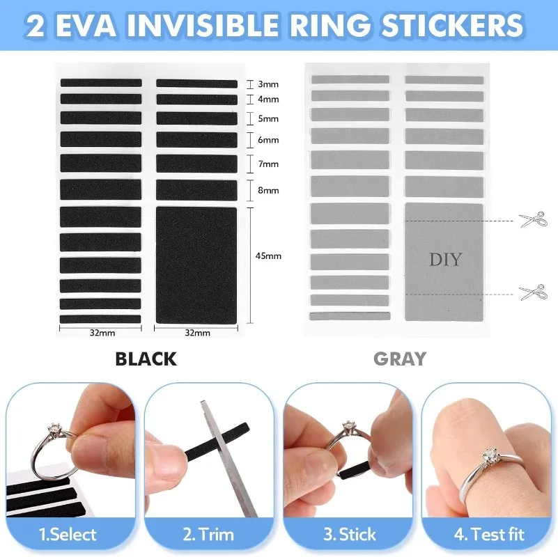 

For Any Rings Size Adjust Stickers Silicone Transparent Big Size Ring Invisible Fixed Tightener Reducer Resizing Jewelry Tools