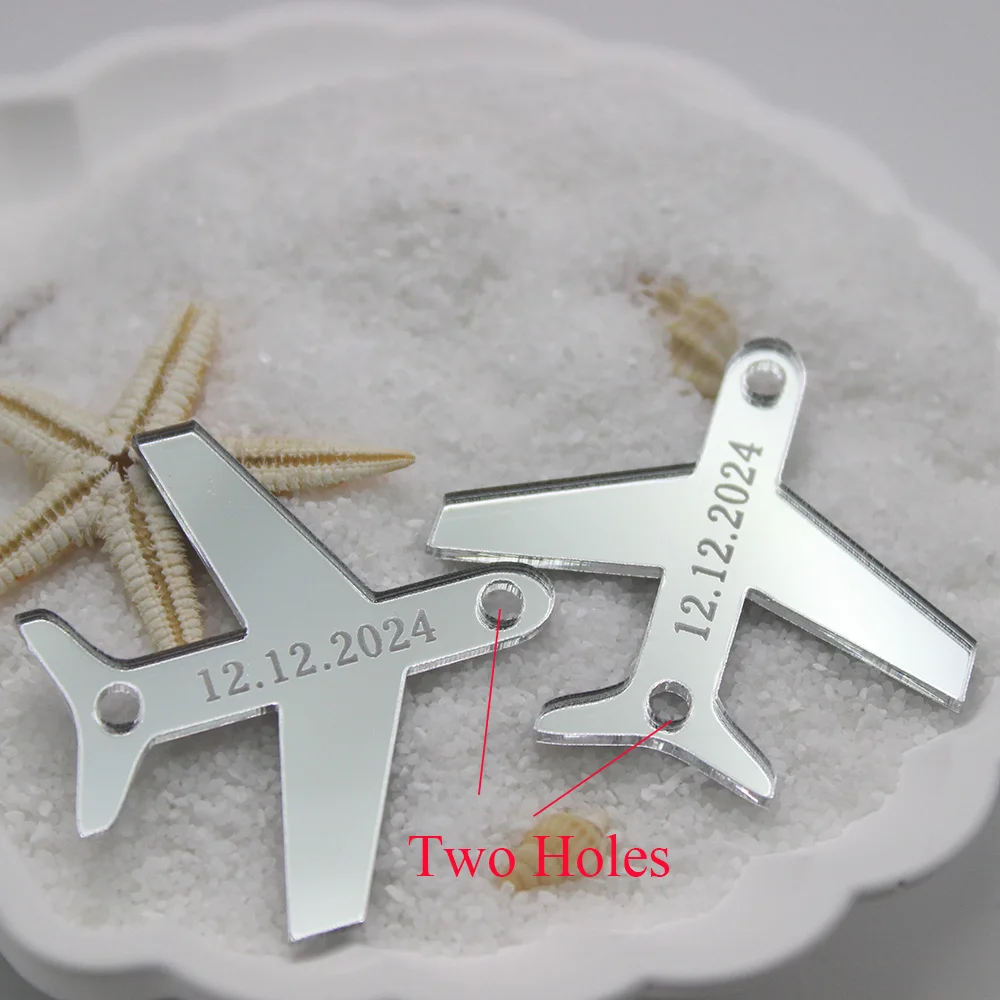 50Pcs Airplane Charms for Destination Wedding Invitations, Personalized Airplane Tags,Party Decor Baby Shower Wedding Decor Tag