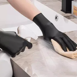 2PCS Black Disposable Gloves Nitrile Household Cleaning Gloves for Car Repair Waterproof Dishwashing Hairdressing Tattoo Gloves