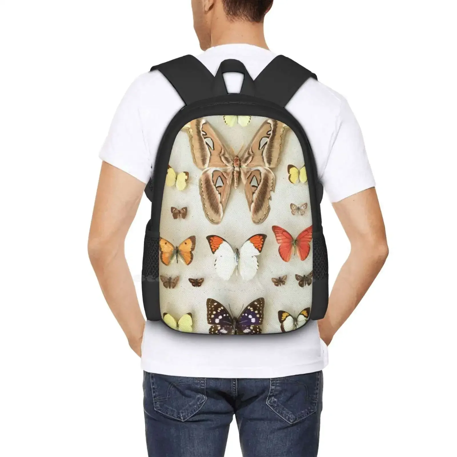 الفراشات والعث رائجة البيع حقيبة مدرسية على ظهره حقائب الموضة الفراشات العث أجنحة الحشرات نمط خمر جميلة جميلة