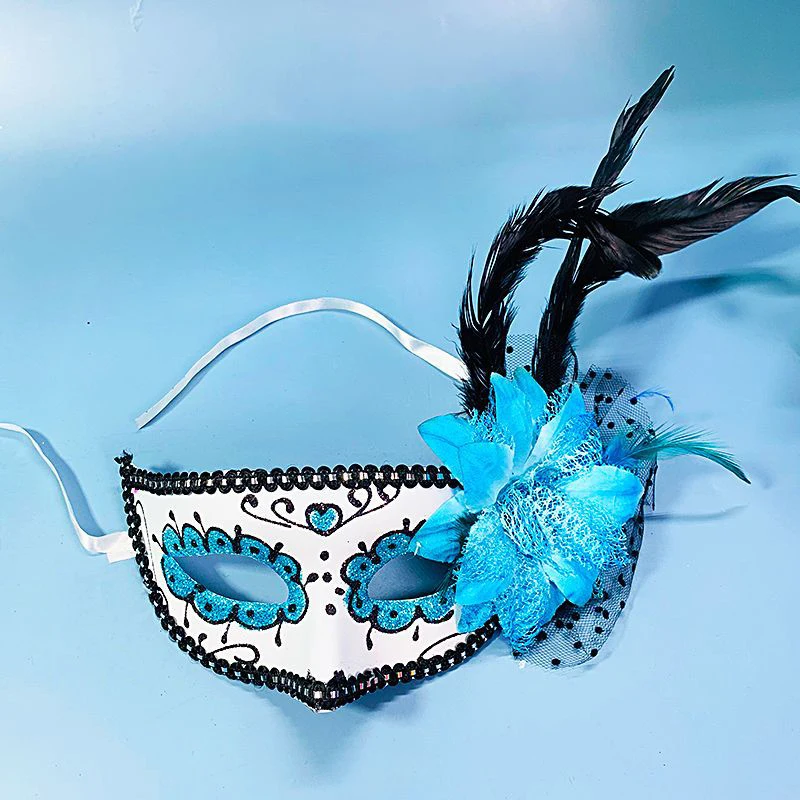 Feather Flowers Women Masquerade Masks Lace Fashion Sweet Sexy Halloween Carnival Easter Party Christmas Prom Wedding Black Gold