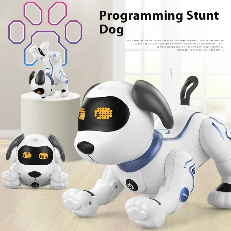 Telecomando per bambini Robot acrobatico intelligente musica per cani danza programmazione bionica Robot cane regalo di compleanno per bambini