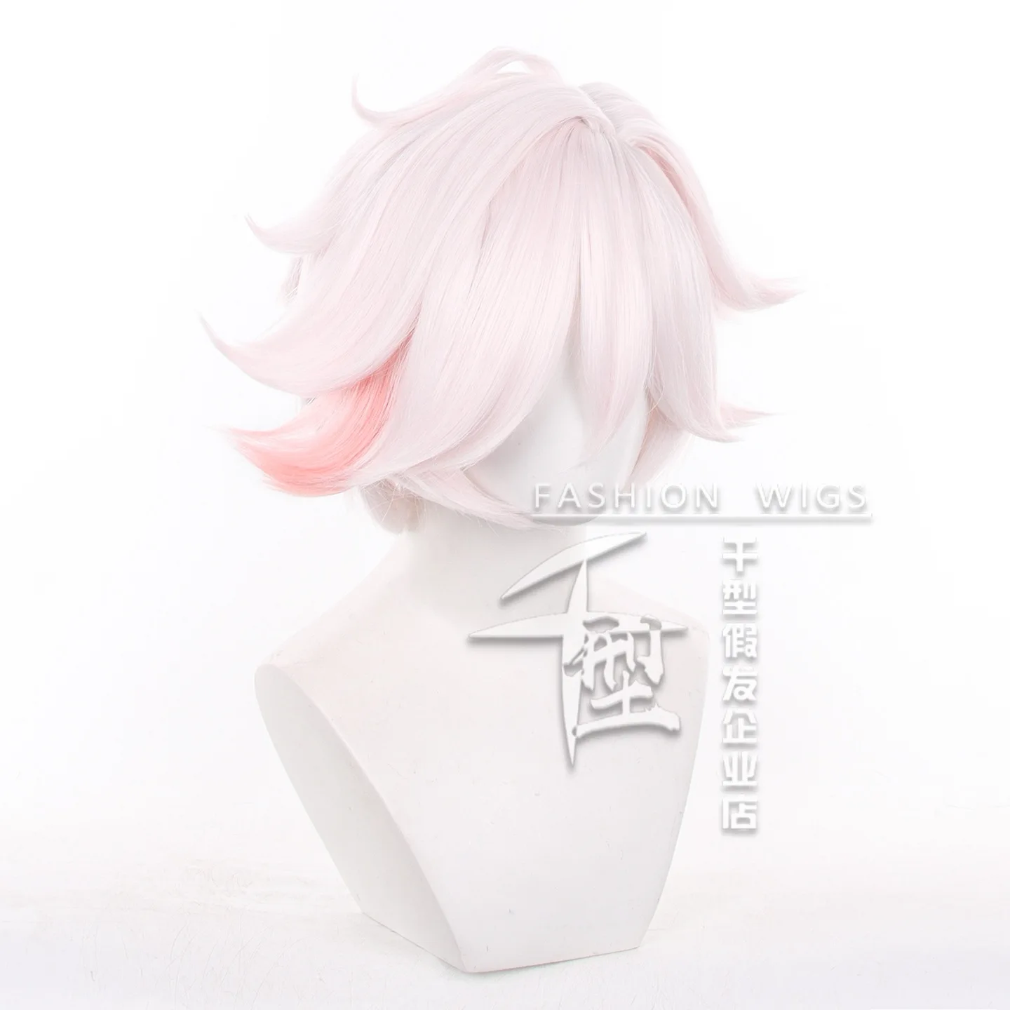 Angel Dust Cosplay Wig Short Light Pink Hair for Halloween Party +Free Wig Cap