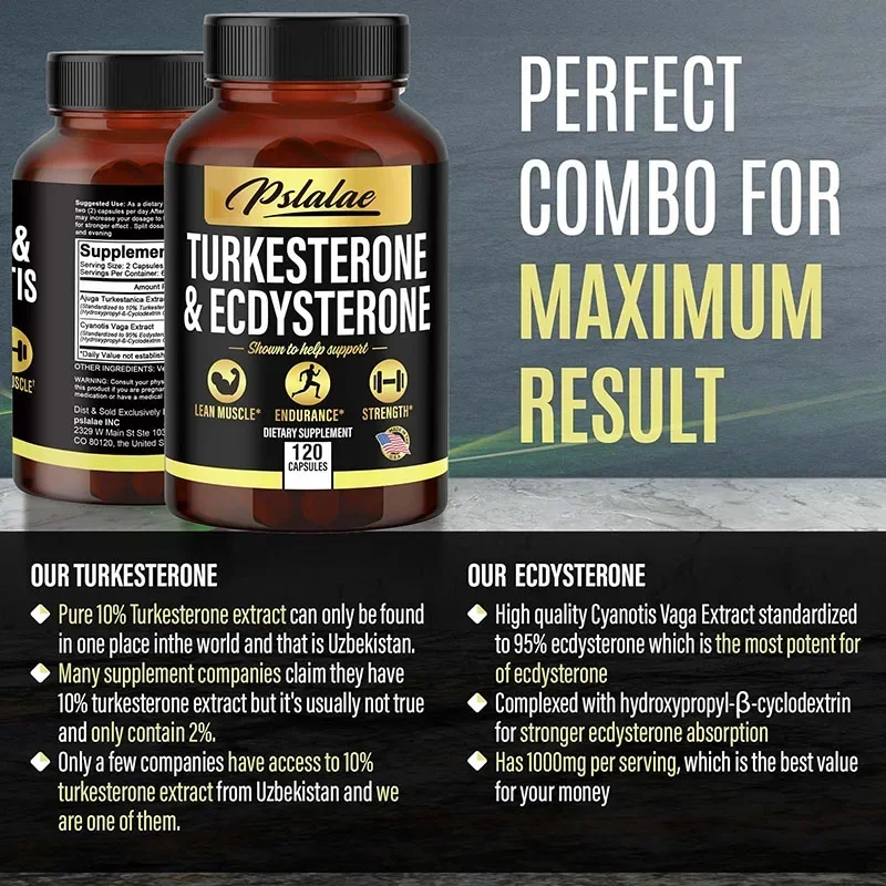 Turcosterone & Ecdysterone - يدعم زيادة كتلة العضلات، وتحسين الأداء الرياضي، والتحمل، ويعزز القيادة