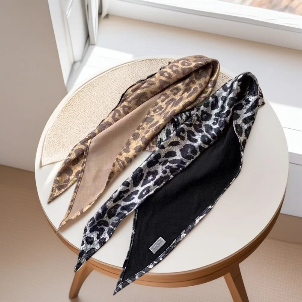 Y2K Triangular Headscarf Hip Hop Soft Wrap Leopard Print Hair Scarf Slender Scarf Hair Band Punk Bandana Streetwear