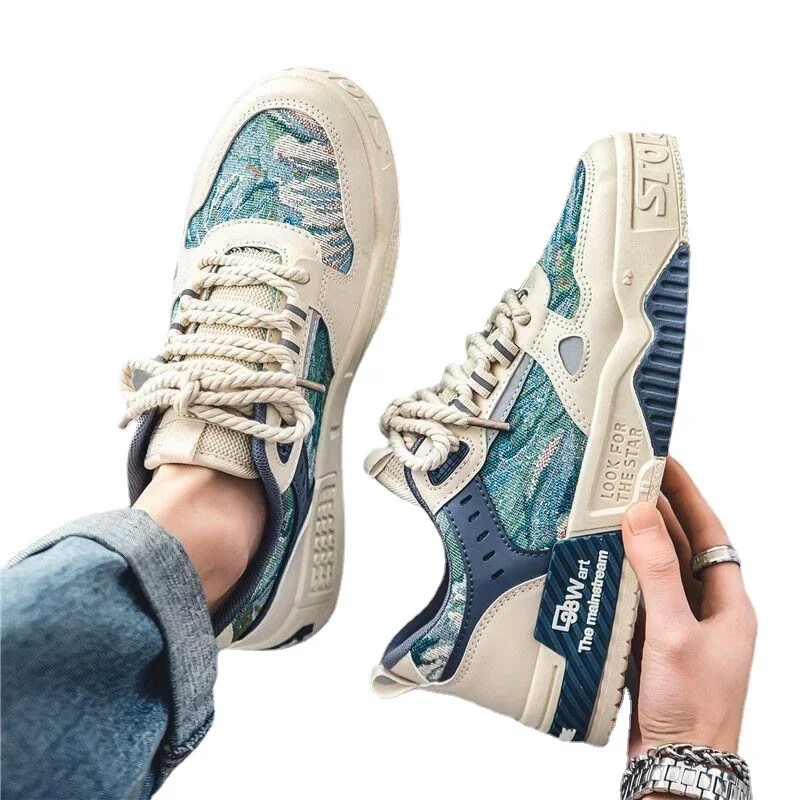 Colorful Forest Color Shoes for Men New In All-match Casual Trend Korean Fashion Sneakers Men\'s Lace-up Platform Shoes 44
