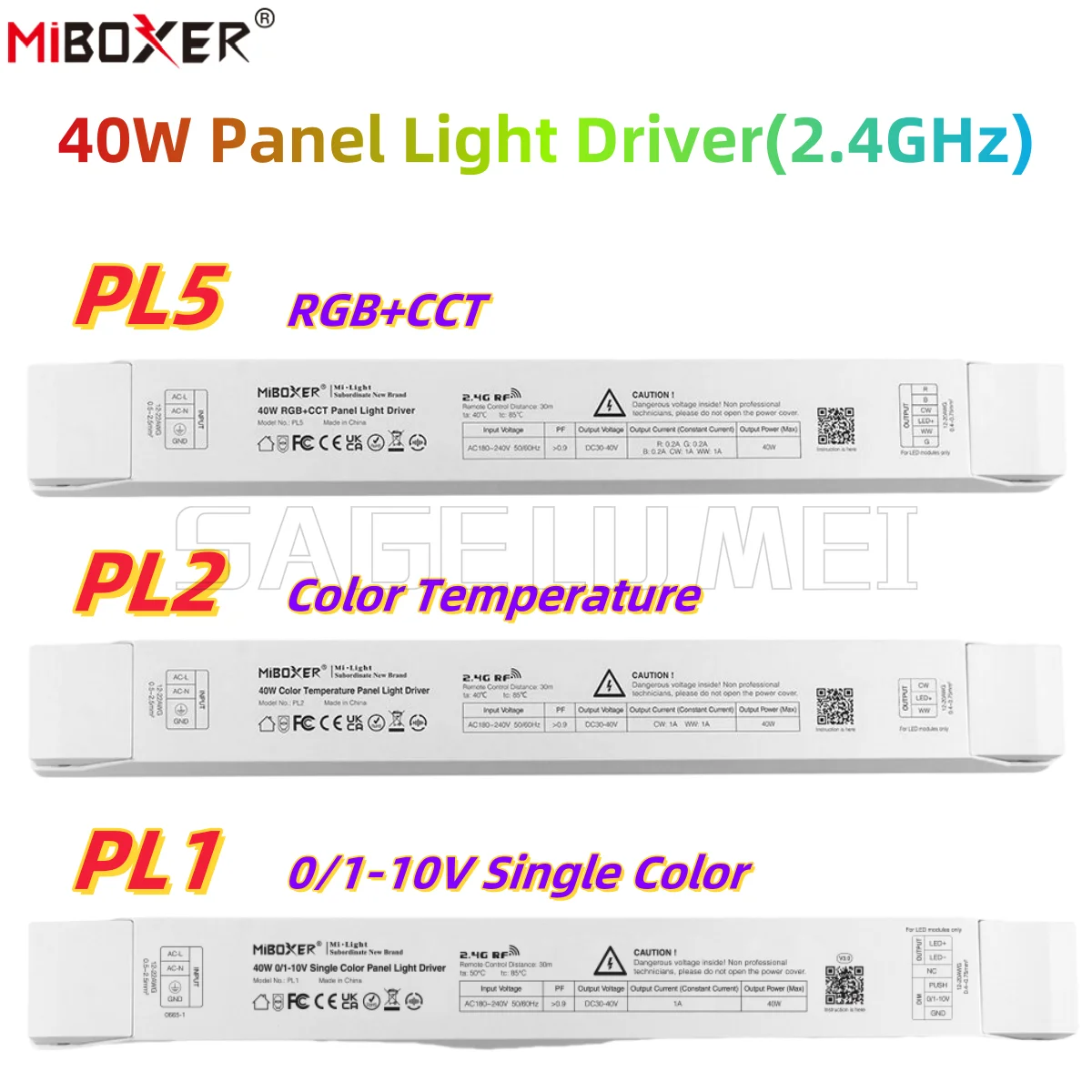 MiBoxer New PL5 40W RGBCCT Panel Light Driver Power PL1 0/1-10V SC AC180-240V Single color Led Driver Transformer