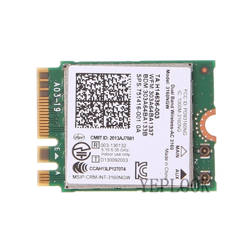 Wireless-AC 3160 3160ac 3160NGW 433Mbps Dual Band 2.4Ghz & 5GHz Bluetooth 4.0 M.2 NGFF Wifi Card Network Card General Version