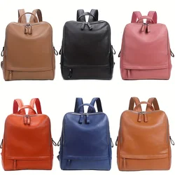 Genuine Leather Women's Fashion Backpack High Quality School Travel Backpack Bags Female Multifunctional Bag Pack