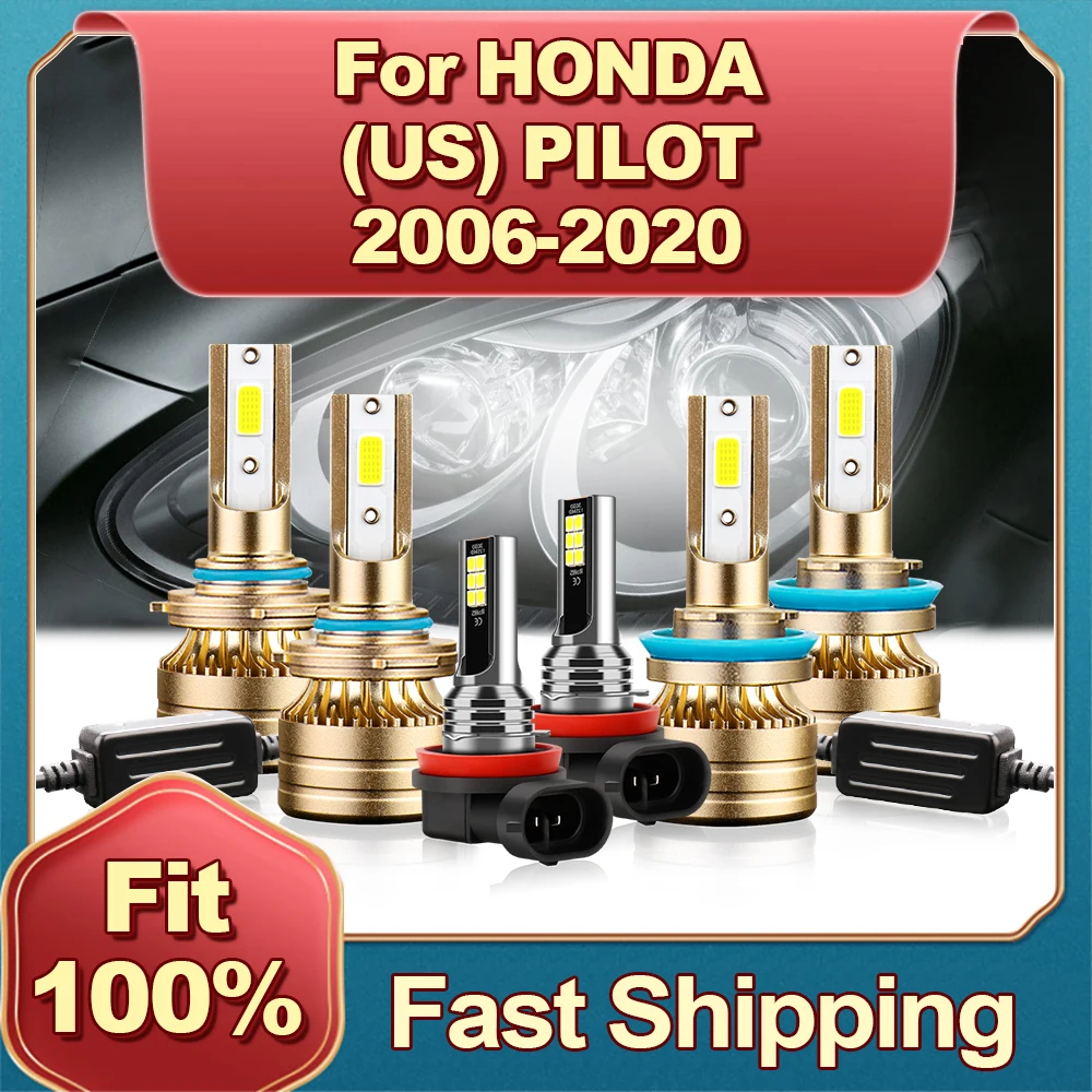 

2/4/6Pcs LED Headlight 30000LM CANBUS H1 H11 HB3 Turbo Fog Light 6000K For HONDA (US) PILOT 2006 2007 2008 2009 2010 2011-2020