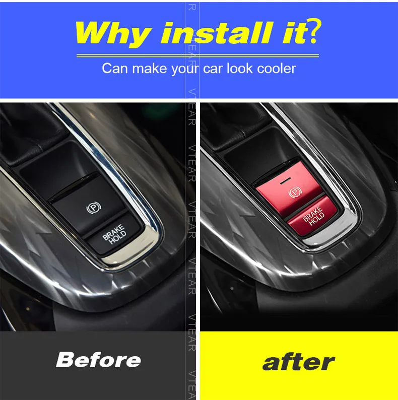 Vtear Auto Zentrale Steuerung Taste Trim Für Honda HRV HR-V 2015-2021 Parkplatz Bremse Schalter Abdeckung Innen Pailletten Aufkleber zubehör – Detail 4