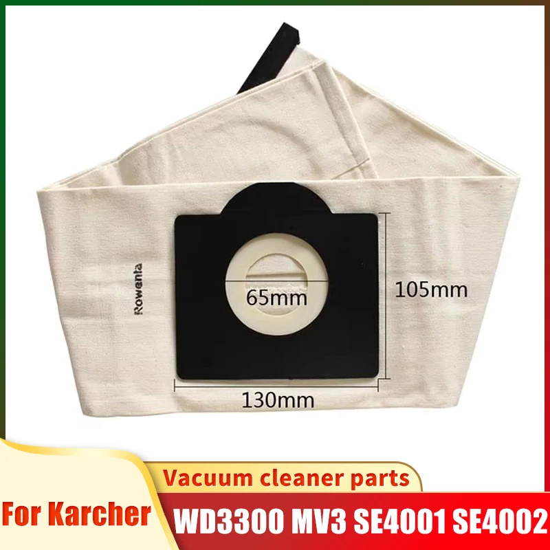 Washable Karcher WD3 dust bags cloth WD3300 MV3 SE4001 SE4002 6.959-130 A2200 A2500 A2600 A2900 A3100 Vacuum cleaner bags